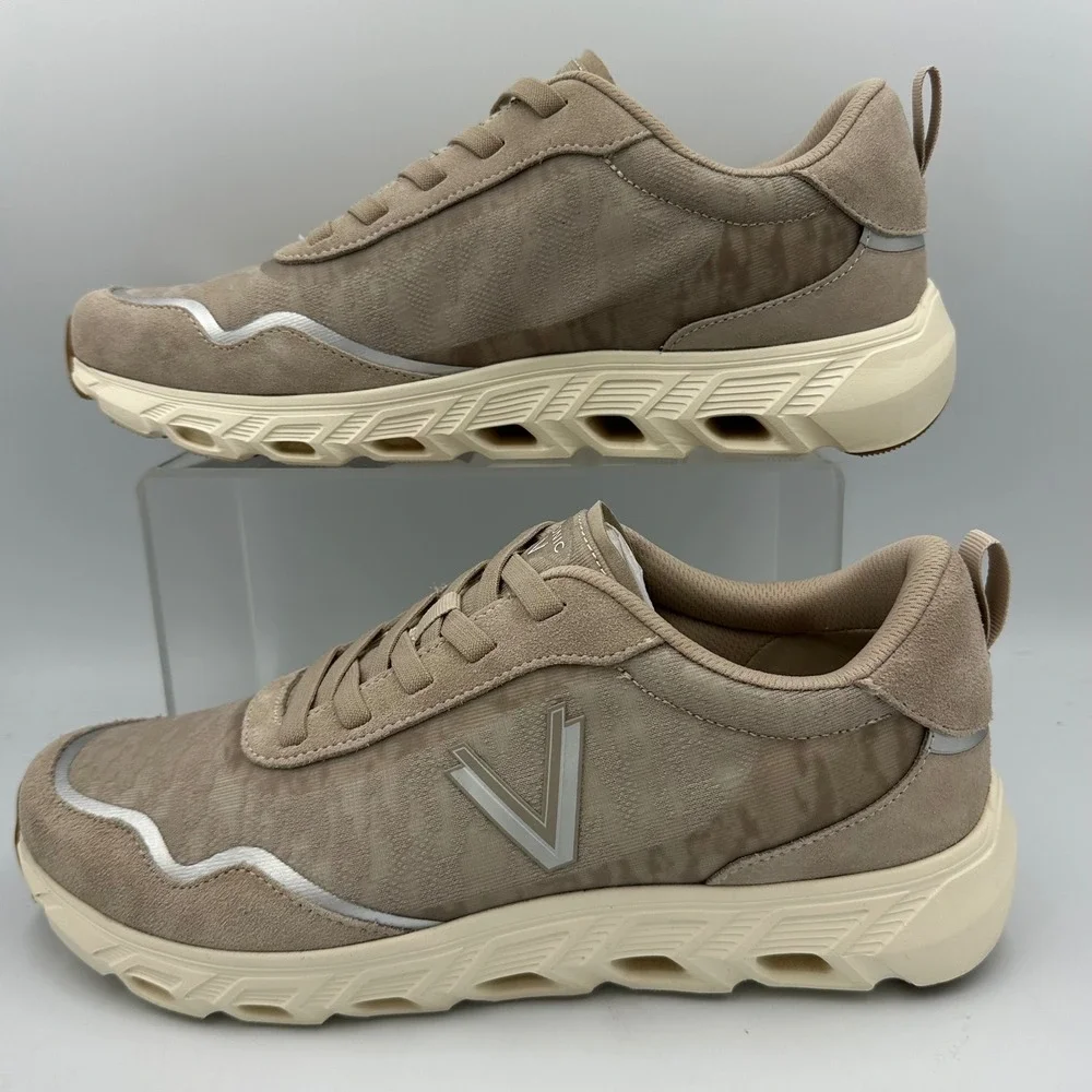 Vionic Presley‎ Walking Sneaker women 11 Taupe Suede slip-on Athleisure Orthotic